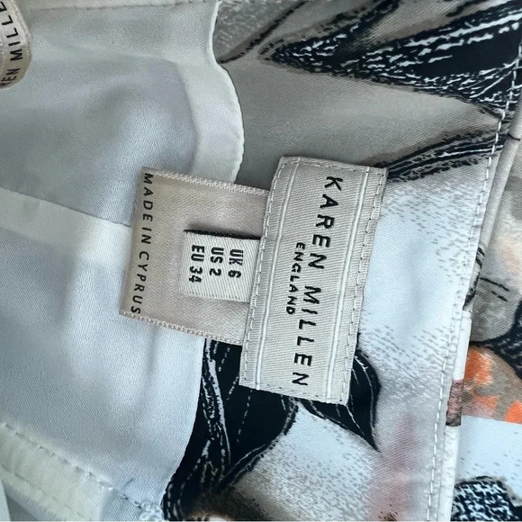 Karen Millen England Strapless Asymmetrical Ruffle Printed Dress Size 2 - Picture 4 of 6